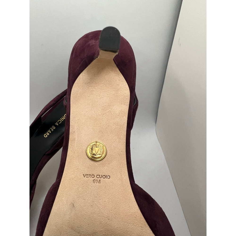 Women's Veronica Beard Burgundy Suede Lizbeth Slingback Heels Size 9 - Picture 6 of 8
